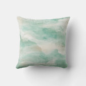 ヴィンテージ抽象芸術海岸沿岸ティール（緑がかった色）及び砂ビーチ クッション (裏面)