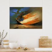 ヴィンテージ抽象芸術火炎旗 ポスター (キッチン)