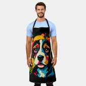 ヴィンテージ抽象芸術犬 エプロン (着用した状態)