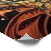 ヴィンテージ抽象芸術美しいティール（緑がかった色）赤い金ゴールド女7 ポスター (角)