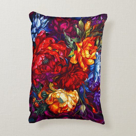 ヴィンテージ抽象芸術花フローラ アクセントクッション (裏面(縦))