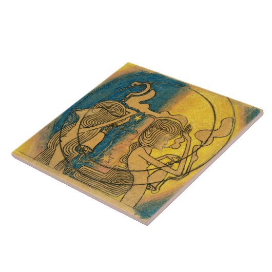 ヴィンテージ抽象芸術象徴主義アールヌーボートゥールプ タイル (側面)