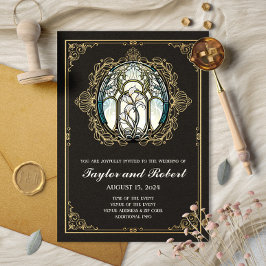 ヴィンテージ招待状アールヌーボーステンドグラス 招待状