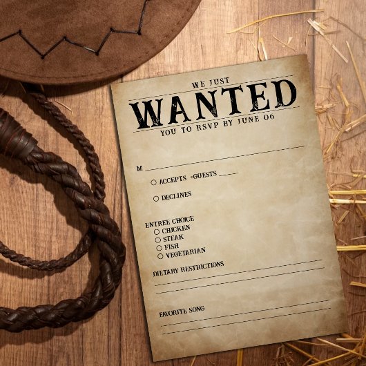 ヴィンテージ指名手配ポスター結婚式RSVP 出欠カード