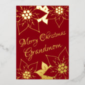ヴィンテージ挽歌と赤メリークリスマスおばあちゃん 箔シーズンカード (正面)