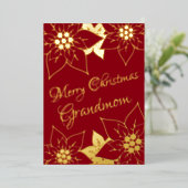 ヴィンテージ挽歌と赤メリークリスマスおばあちゃん 箔シーズンカード (立ち正面)