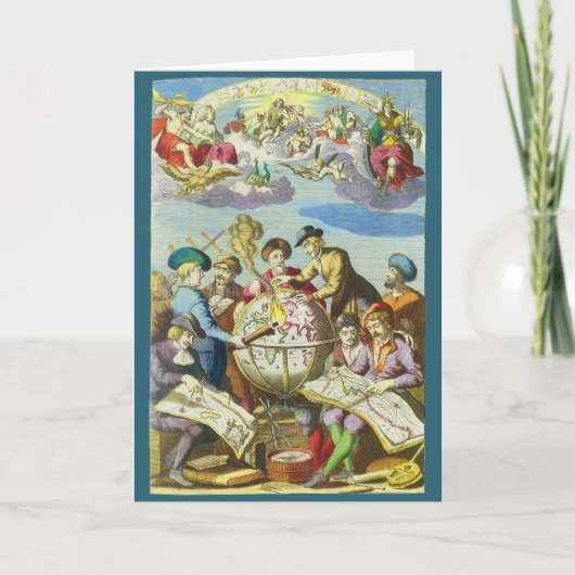 ヴィンテージ探検家とアンティークグローブマップ, 1542 カード (正面)