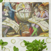 ヴィンテージ探検家とアンティークグローブマップ， 1542 キッチンタオル (折り畳み)