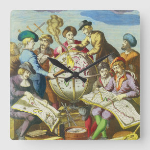 ヴィンテージ探検家とアンティークグローブマップ, 1542 スクエア壁時計