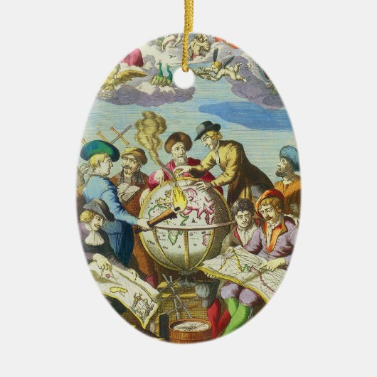 ヴィンテージ探検家とアンティークグローブマップ, 1542 セラミックオーナメント (正面)