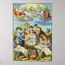 ヴィンテージ探検家とアンティークグローブマップ， 1542