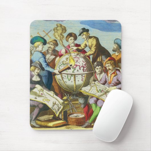 ヴィンテージ探検家とアンティークグローブマップ， 1542 マウスパッド (マウス)