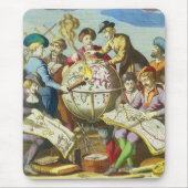 ヴィンテージ探検家とアンティークグローブマップ， 1542 マウスパッド (正面)