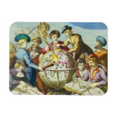 ヴィンテージ探検家とアンティークグローブマップ， 1542 マグネット (横)