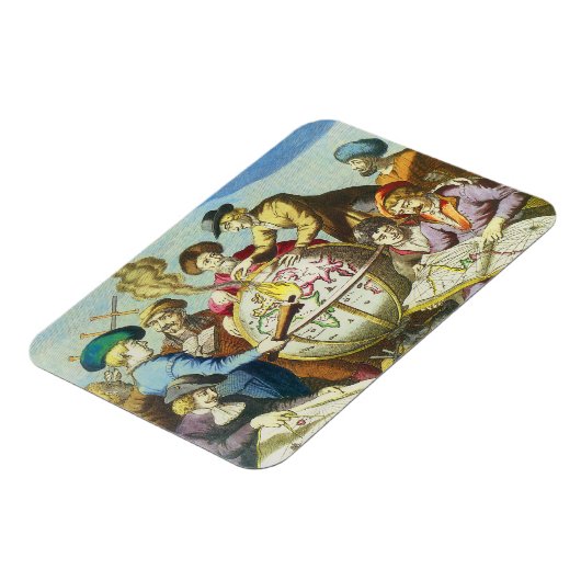 ヴィンテージ探検家とアンティークグローブマップ, 1542 マグネット (左側)