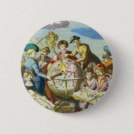 ヴィンテージ探検家とアンティークグローブマップ, 1542 缶バッジ