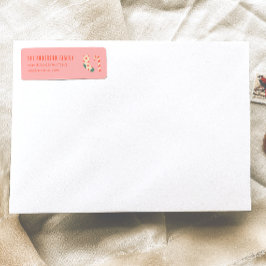 ヴィンテージ描ピンクレッドクリスマスドドルアドレス ラベル