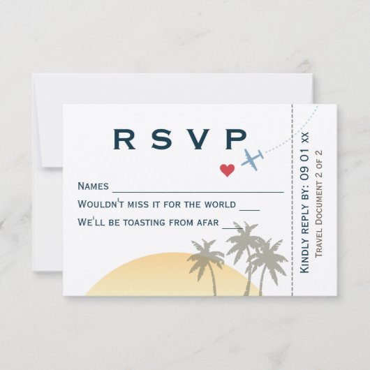 ヴィンテージ搭乗パスRSVPオンベージュ色 招待状 (正面)