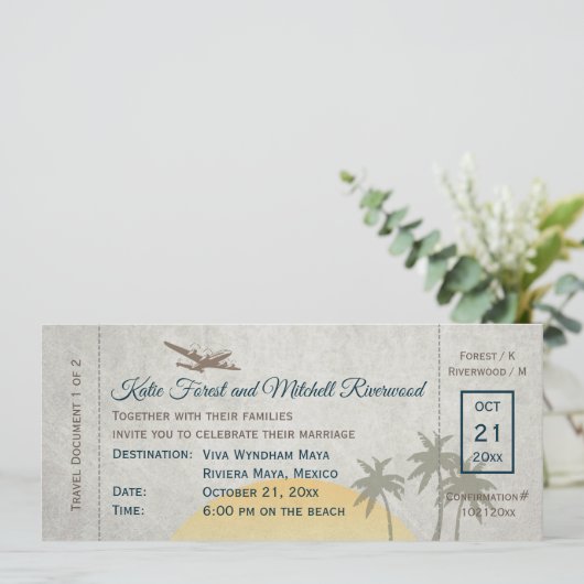ヴィンテージ搭乗券結婚式招待状 招待状 (スタンド正面)