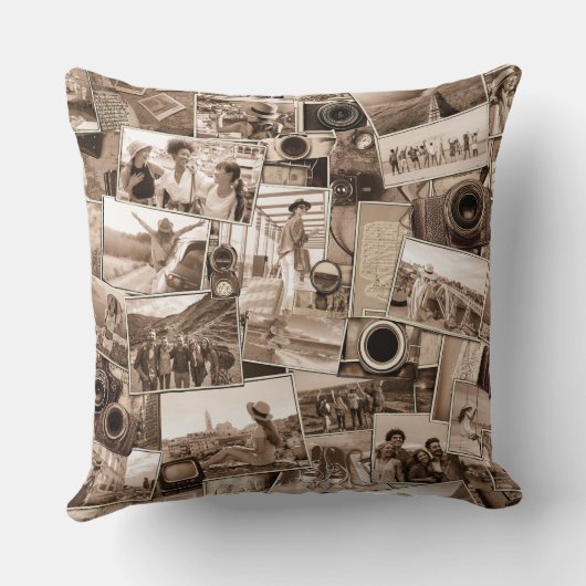 ヴィンテージ撮影コラージセピアID1066 クッション (裏面)