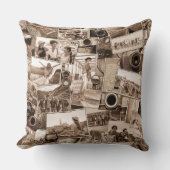 ヴィンテージ撮影コラージセピアID1066 クッション (正面)