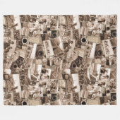 ヴィンテージ撮影コラージセピアID1066 フリースブランケット (正面(横))