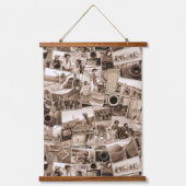 ヴィンテージ撮影コラージセピアID1066 吊り下げ型タペストリー (正面)