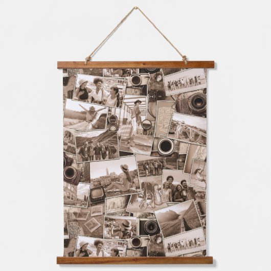 ヴィンテージ撮影コラージセピアID1066 吊り下げ型タペストリー (正面)