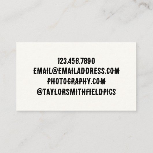 ヴィンテージ撮影トレンディーカメラ 名刺 (裏面)