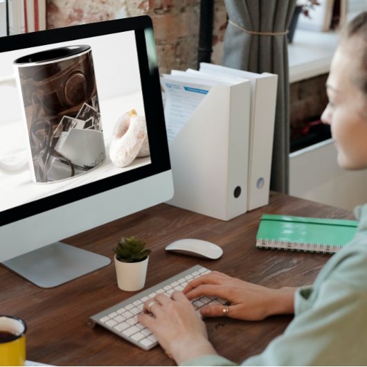 ヴィンテージ撮影機器サンタモニカ埠頭 ツートーンマグカップ