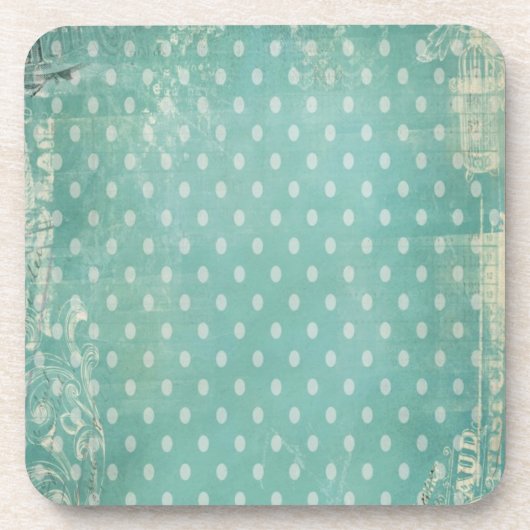 ヴィンテージ擦り切れたと破れたターコイズ壁紙 コースター (正面)