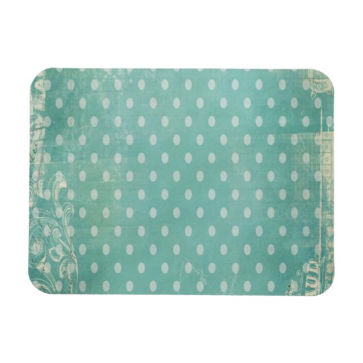 ヴィンテージ擦り切れたと破れたターコイズ壁紙 マグネット (横)