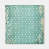 ヴィンテージ擦り切れたと破れたターコイズ壁紙 マグネット (正面)