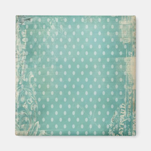 ヴィンテージ擦り切れたと破れたターコイズ壁紙 マグネット (正面)