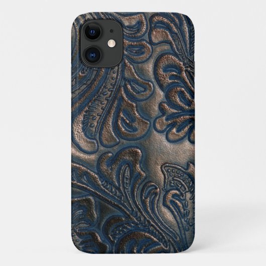 ヴィンテージ擦り切れたエンボス濃い茶色の革デザイン Case-Mate iPhoneケース (裏面)