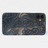 ヴィンテージ擦り切れたエンボス濃い茶色の革デザイン Case-Mate iPhoneケース (裏面(横))