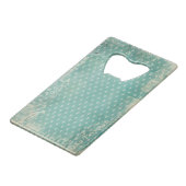 ヴィンテージ擦り切れたターコイズ壁紙 クレジットカード栓抜き (正面アングル)