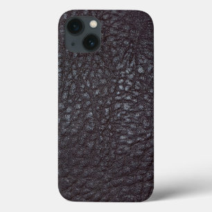 ヴィンテージ擦り切れたテクスチャ付きブラックレザー iPhone 13ケース