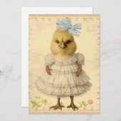 ヴィンテージ擬人化おもしろい復活祭の雛 シーズンカード (正面/裏面)