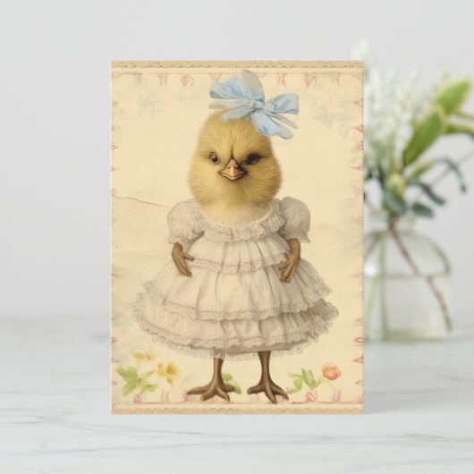 ヴィンテージ擬人化おもしろい復活祭の雛 シーズンカード (スタンド正面)
