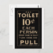ヴィンテージ支払いトイレの黒いサインイン ポストカード (正面/裏面)