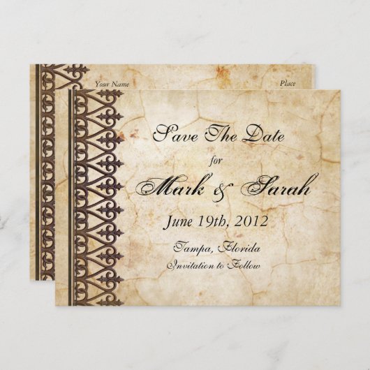 ヴィンテージ支払コレクション日付の保存 案内ポストカード (正面/裏面)