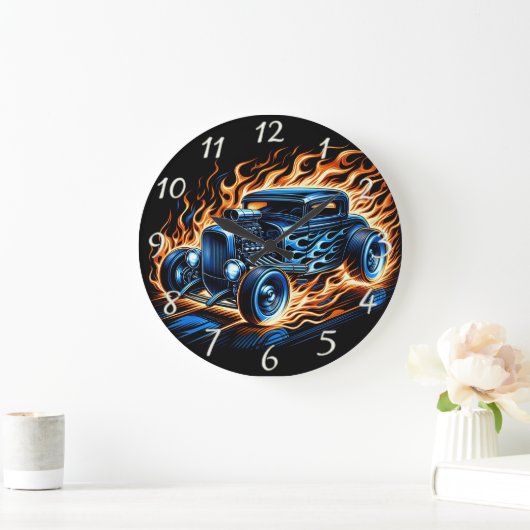 ヴィンテージ改造が激しい道を走り去る ラージ壁時計 (ホーム)