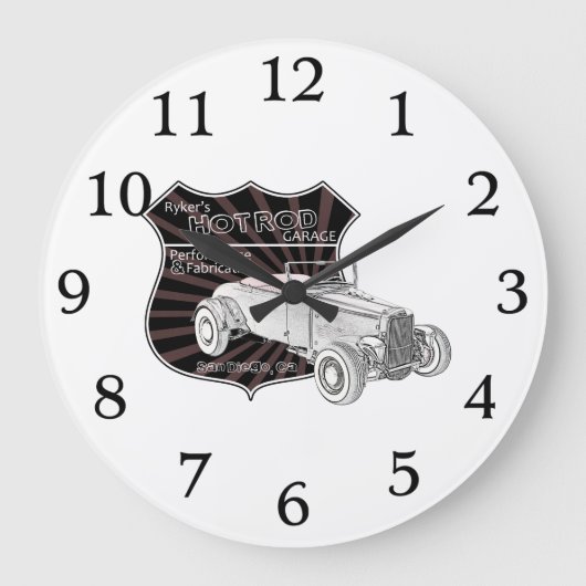 ヴィンテージ改造ガレージ標識 ラージ壁時計 (正面)