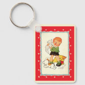 ヴィンテージ救の少年は子犬の競走 キーホルダー (正面)