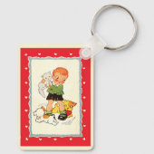 ヴィンテージ救の少年は子犬の競走 キーホルダー (裏面)