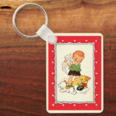 ヴィンテージ救の少年は子犬の競走 キーホルダー (正面)