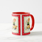 ヴィンテージ救の少年は子犬の競走 マグカップ (正面右)