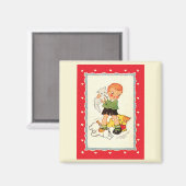 ヴィンテージ救の少年は子犬の競走 マグネット (正面/裏面)