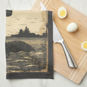 ヴィンテージ救ネッシーローチネスモンスター キッチンタオル (四つ折り)